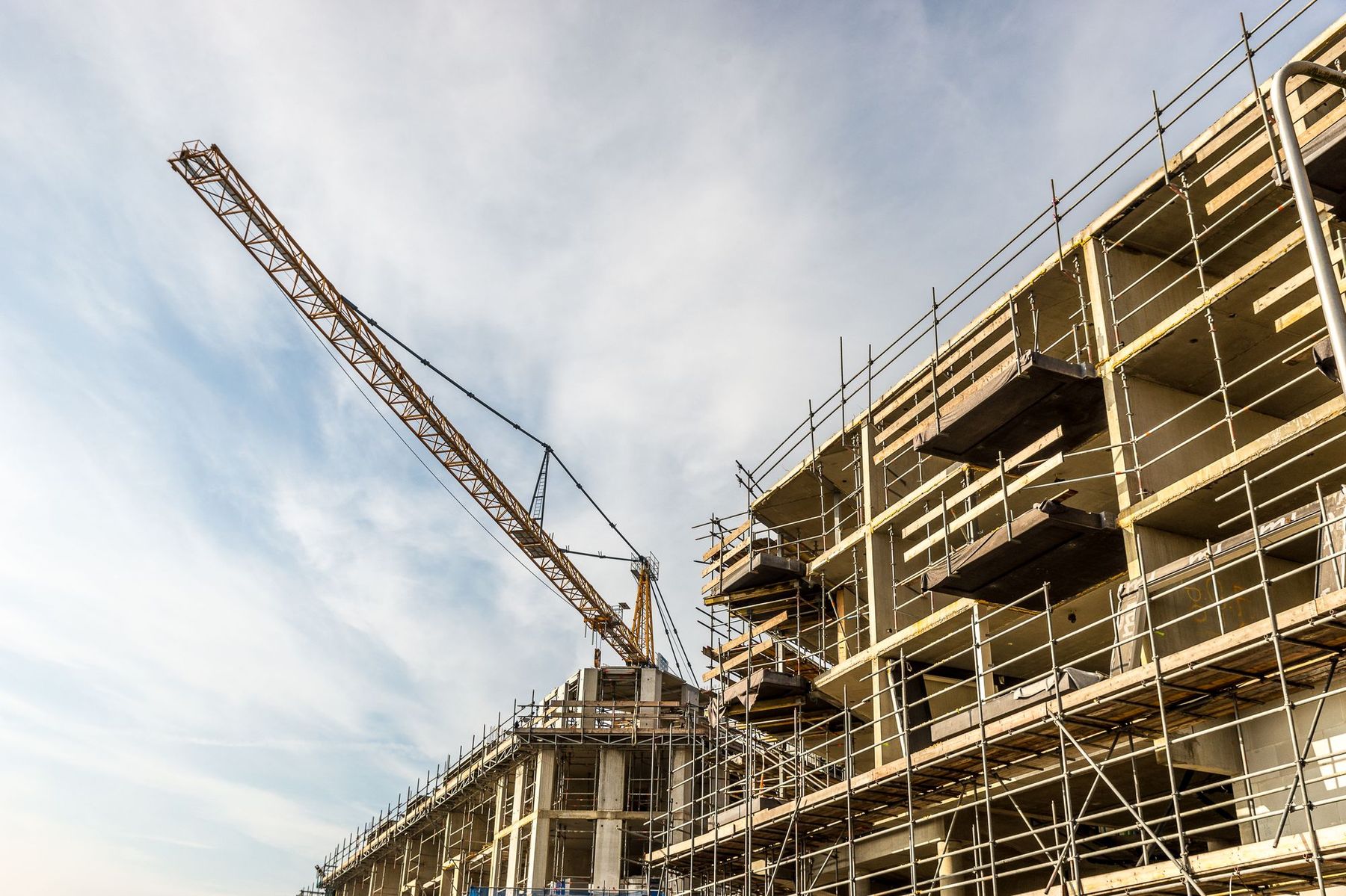 Tower crane over a construction site
