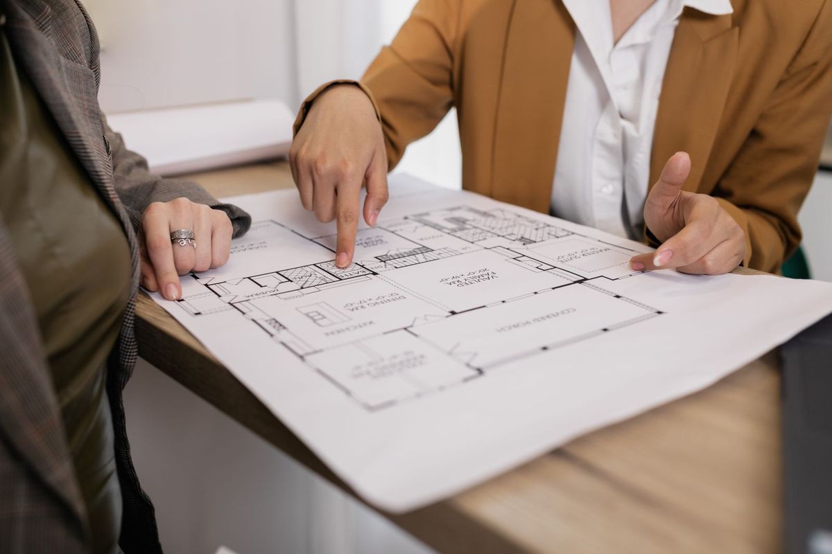 Architectural plans on a table